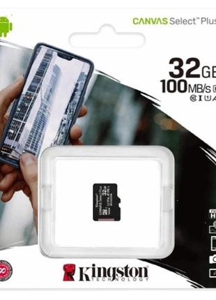 Карта памяти microsdhc kingston canvas select plus 32 gb class 10 а1 uhs-1