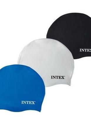 Шапочка для плавання intex 55991, універсальна, розмір м (8+), обхват голови ≈ 52-65 см, (22 х 19 см), біла1 фото