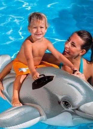 Дитячий надувний пліт для катання intex 58535 «дельфін», 175 х 66 см2 фото