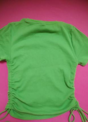 Топ зеленый футболка на завязках шнурках затяжке в рубчик5 фото