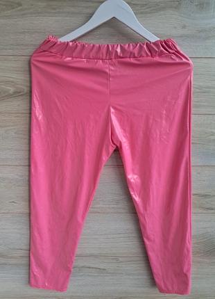 Латексные розовые лосины барби блестящие штаны разм м2 фото