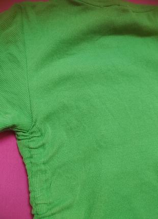 Топ зеленый футболка на завязках шнурках затяжке в рубчик6 фото