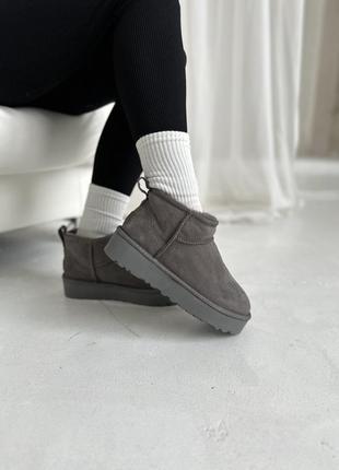 Ultra mini mid platform grey suede  kv#art0545