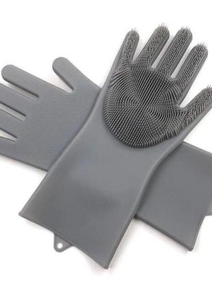 Рукавичка gloves for washing dishes для миття посуду (grey) | силіконові рукавички для миття й чищення1 фото