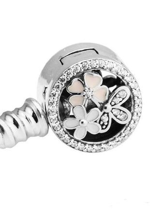 Серебряный браслет для шармов пандора  основа  "цветы" 590744cz4 фото