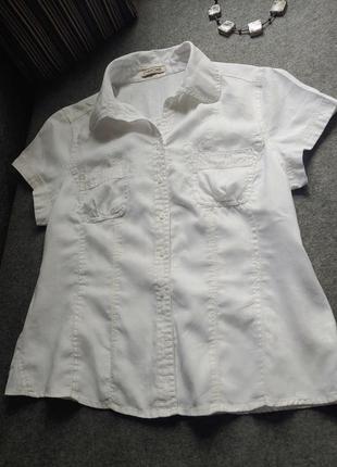 Белая льняная рубашка 48-50-52 размера6 фото