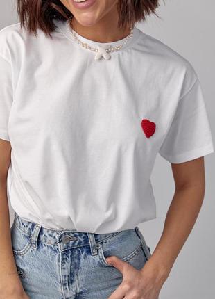 Женская футболка с сердечком5 фото