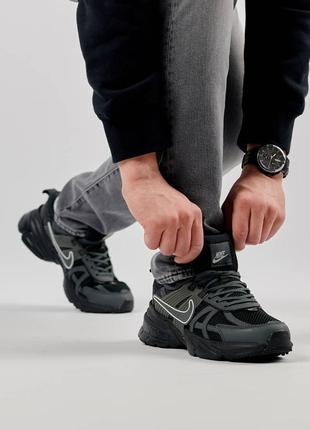 Мужские кроссовки кожаные сетка nike runtekk dark gray, мужские кеды найк серые весна лето, мужская обувь2 фото