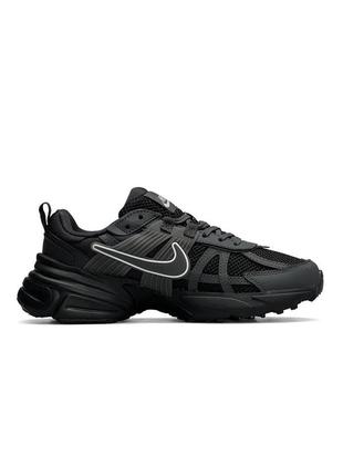 Мужские кроссовки кожаные сетка nike runtekk dark gray, мужские кеды найк серые весна лето, мужская обувь7 фото