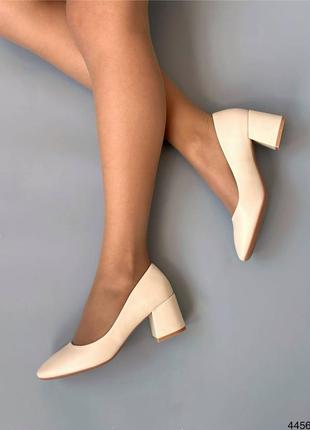 Туфлі жіночі з екошкіри світлий беж2 фото