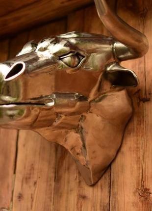 Скульптура голова быка из нержавеющей стали4 фото