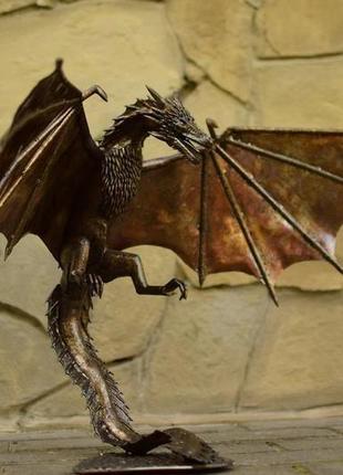 Скульптура дракона дрогона из нержавеющей стали3 фото
