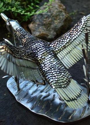 Скульптура утки из нержавеющей стали ручной работы2 фото
