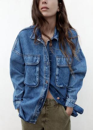 Оверсайз джинсова куртка zara, нова колекція, розмір xs, m