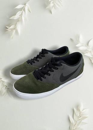 Кроссовки из натуральной замши кеды найк nike sb хаки4 фото