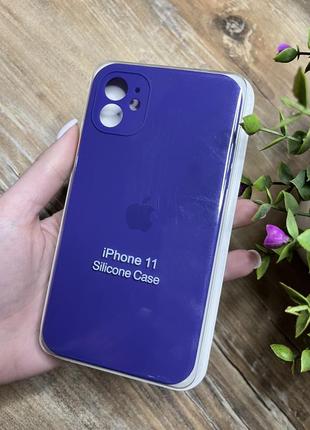 Чехол на iphone 11 квадратные борты чохол на айфон silicone case full camera на apple айфон