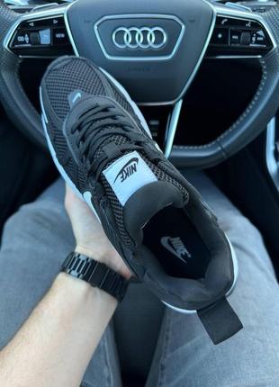 Мужские кроссовки кожаные сетка nike runtekk black white, мужские кеды найк черные весна лето, мужская обувь6 фото