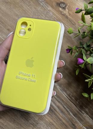 Чехол на iphone 11 квадратные борты чохол на айфон silicone case full camera на apple айфон1 фото