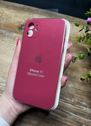 Чехол на iphone 11 квадратные борты чохол на айфон silicone case full camera на apple айфон1 фото