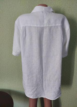 Лляна сорочка вільного крою з короткими рукавами8 фото