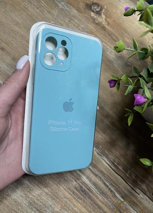 Чехол на iphone 11 pro про квадратные борты чохол на айфон silicone case full camera на apple айфон1 фото