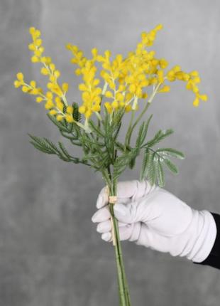 Штучний букет мімози, жовтого кольору, 37 см. квіти преміум-класу для інтер'єру, декору, фотозони