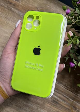 Чехол на iphone 11 pro про квадратные борты чохол на айфон silicone case full camera на apple айфон1 фото