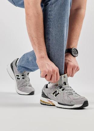 Мужские замшевые сетка кроссовки new balance 1906d protection gray black gold, кеды беленсы. мужская обувь1 фото