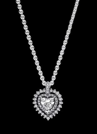 Серебряные бусы pandora сияющее сердце с ореолом 393099c01