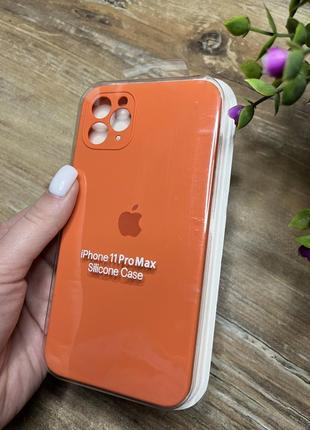 Чехол на iphone 11 pro max квадратные борты чохол на айфон silicone case full camera на apple айфон1 фото