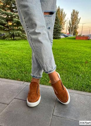 Мокасини casual style рудий замш4 фото