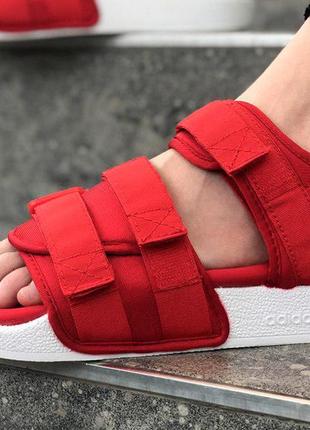 Червоні сандалі адідас аділет унісекс adidas adilette sandal red white
