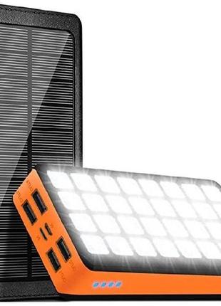 Потужний powerbank solar 30000 mah +фонарик с солнечной панелью ps-9001 фото