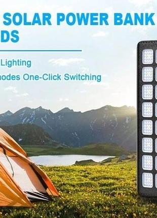 Потужний powerbank solar 30000 mah +фонарик с солнечной панелью ps-9004 фото