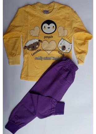 Пижама для девочки трикотаж (пингвин.медведик.овечка) р.1-4 elit star