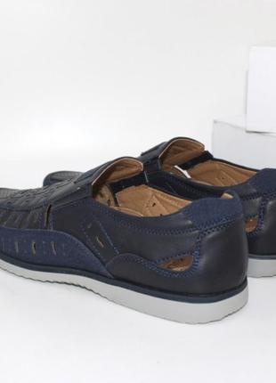 Синие мужские летние туфли с перфорацией2 фото