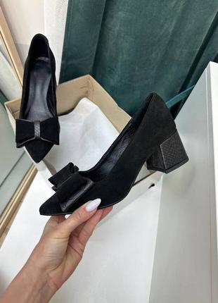 Туфли женские из натуральной кожи и замши 1509/1
