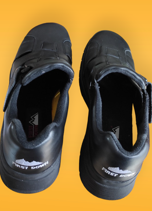 Шкіряні чорні туфлі на платформі каблука чоловічі утеплені фліс весна осінь10 фото