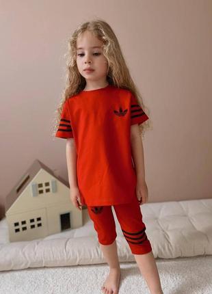 Костюм для девочки спортивный повседневный adidas адидас футболка бриджи лето подростковый летний туреченица