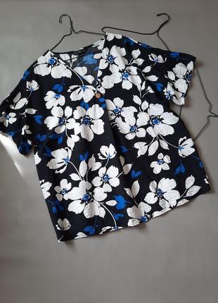 Яскрава жіноча блуза топ квітковий принт великий розмір №6121 фото