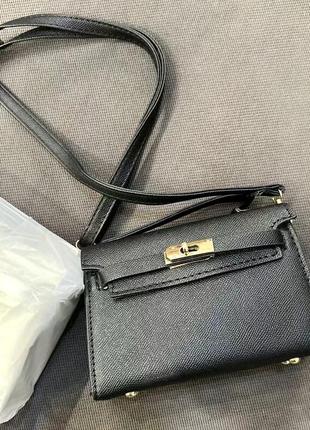Чорна маленька стильна сумка mini kelly2 фото