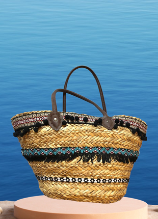 Потрясающая пляжная объёмная сумка из испании, с кисточками как zara