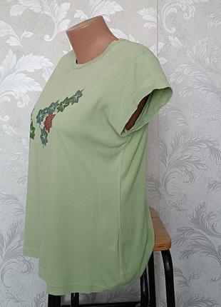 Р 14 / 48-50 замечательная зеленая футболка с принтом хлопок трикотаж gap2 фото