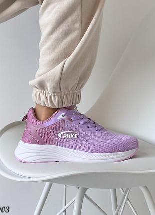 Фиолетовые лавандовые женские спортивные кроссовки тканевые текстильные2 фото