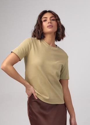 Базовая однотонная женская футболка артикул: 6543211 фото