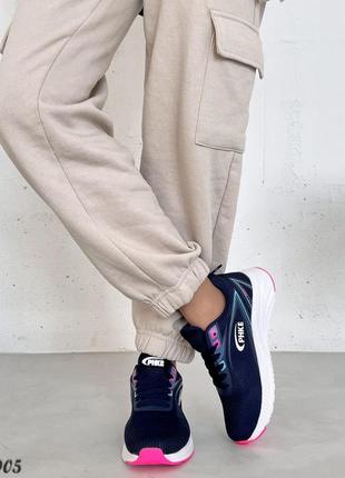 Синие розовые женские спортивные кроссовки тканые текстильные на утолщенной подошве3 фото