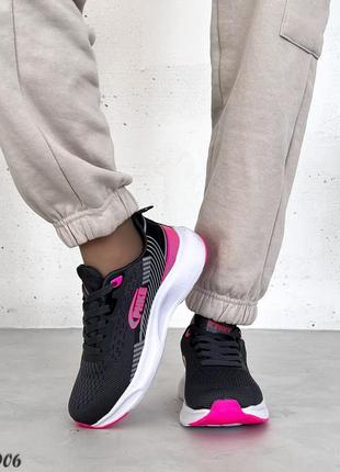 Серые графит розовые женские спортивные кроссовки тканевые текстильные на утолщенной подошве8 фото