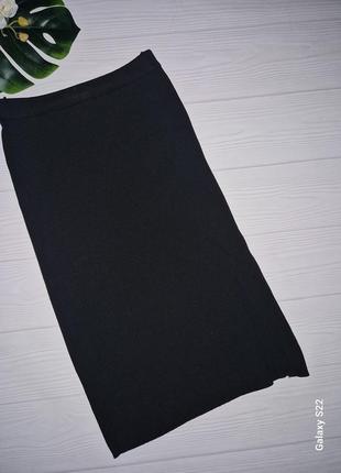Черная юбка-карандаш с разрезом р.48-54