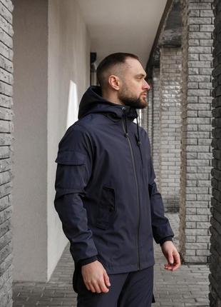 Чоловіча весняна куртка вітровка з капюшоном з полегшеної плащівки софтшел