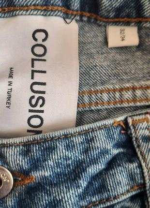 Джинсы светлые широкие collusion x007 wide leg jeans in stonewash blue6 фото